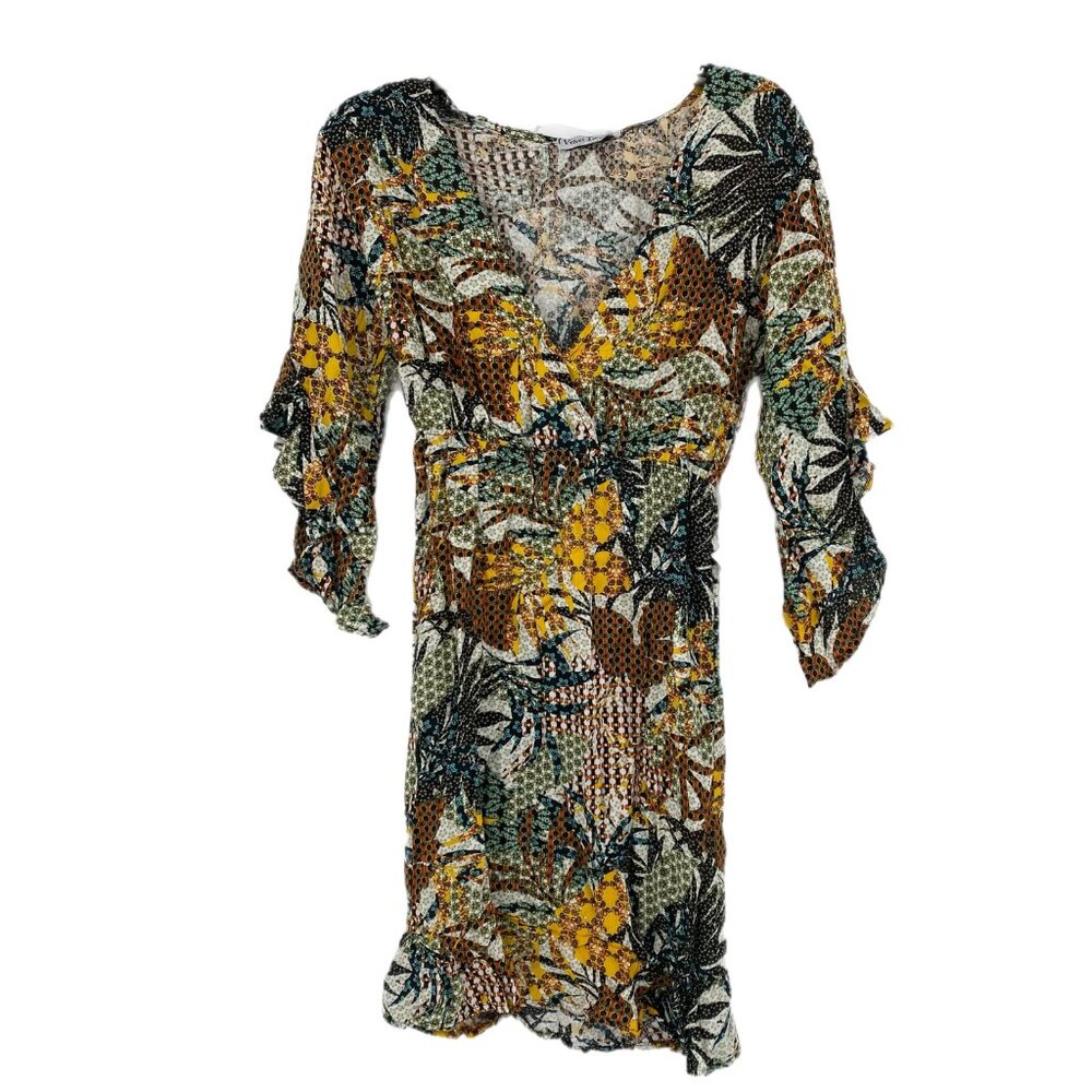 Velvet Torch White & Yellow Long Sleeve Sundress | Size S
